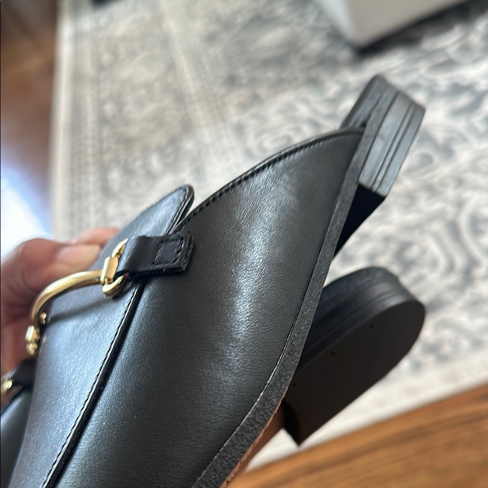 NWOT Steve Madden Black Leather Mule Loafers Size 8 - Picture 5 of 5